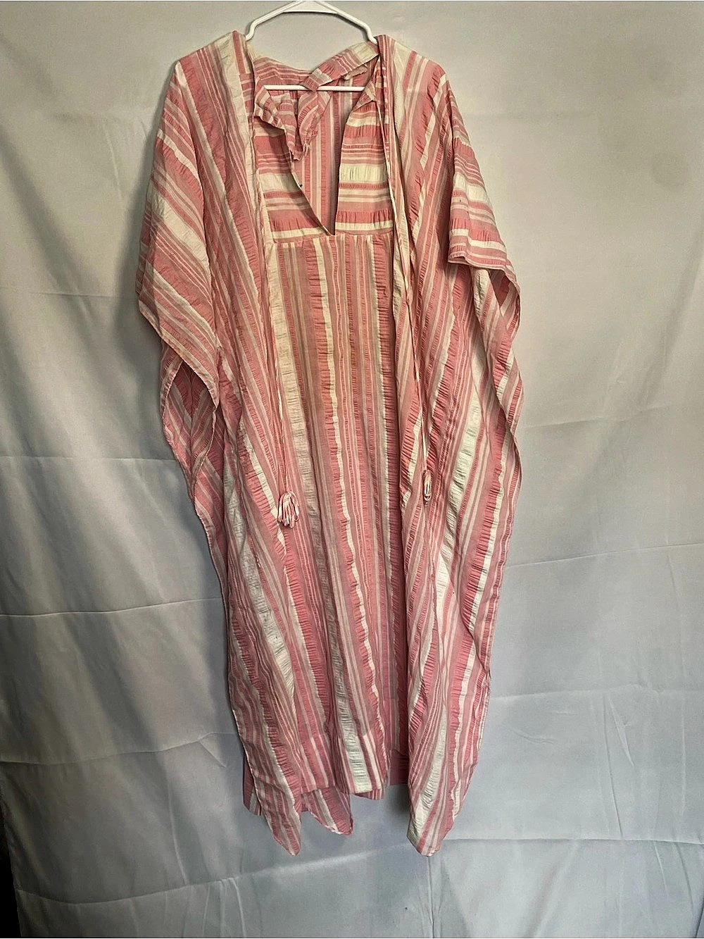 Alice of California Striped kaftan in Pink & White